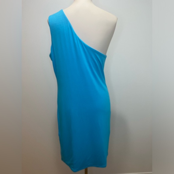 Naked Wardrobe NWT One Shoulder Cut Out Mini Dress in Ocean Blue - Picture 6 of 9